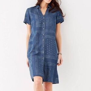 NWT J. Jill Indigo Print Tencel Dress (LP)
